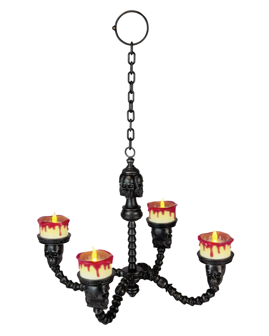Totenkopf Kronleuchter mit blutigen LED Kerzen