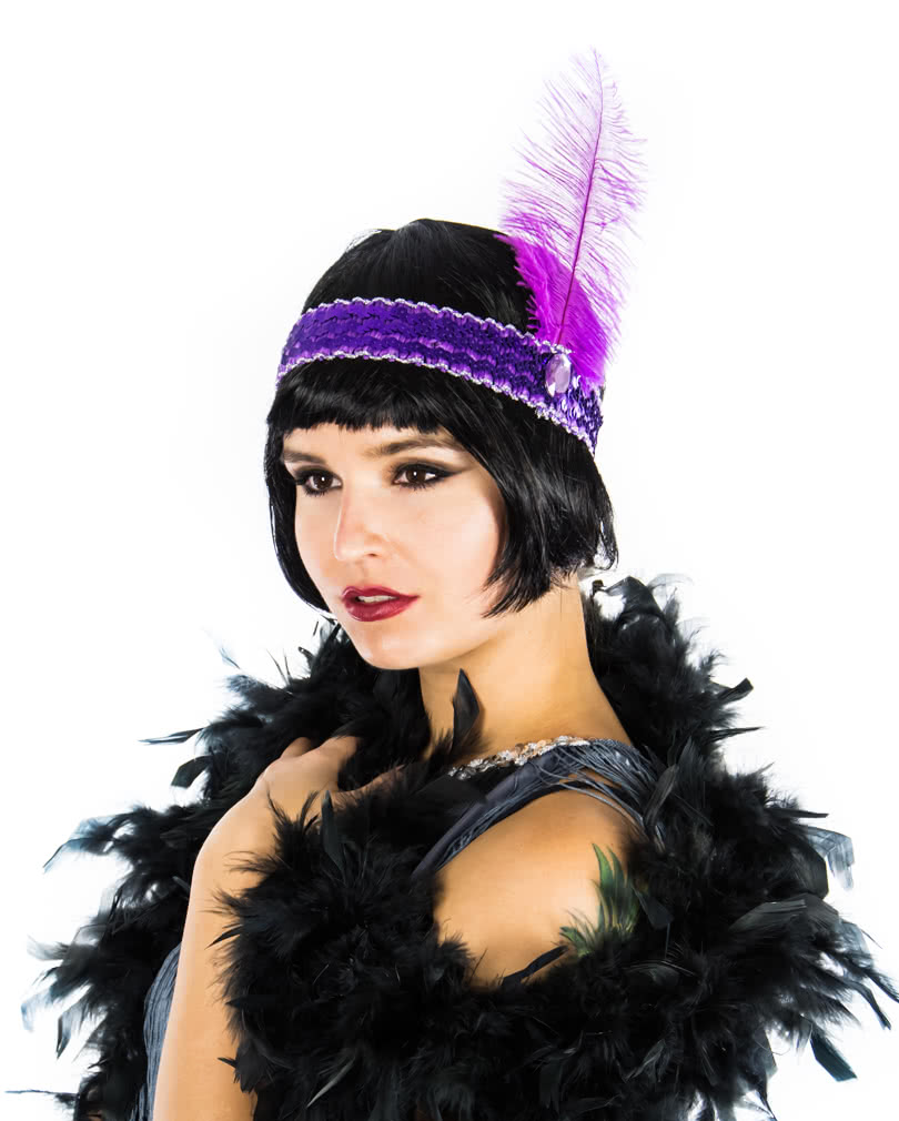 Flapper Stirnband violett 20er Jahre Accessoire für Frauen