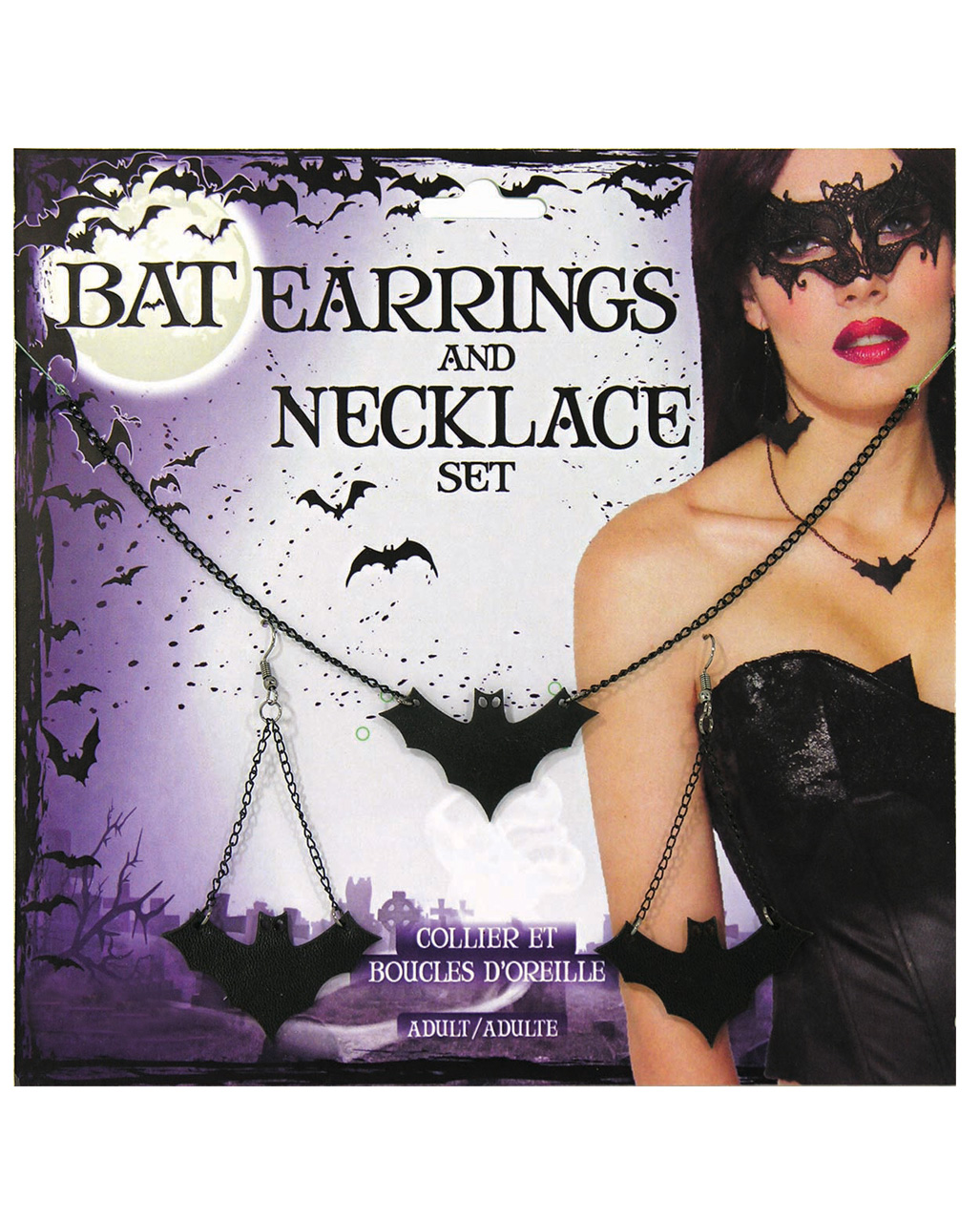 Fledermaus Ohrringe & Halskette als Kostümschmuck