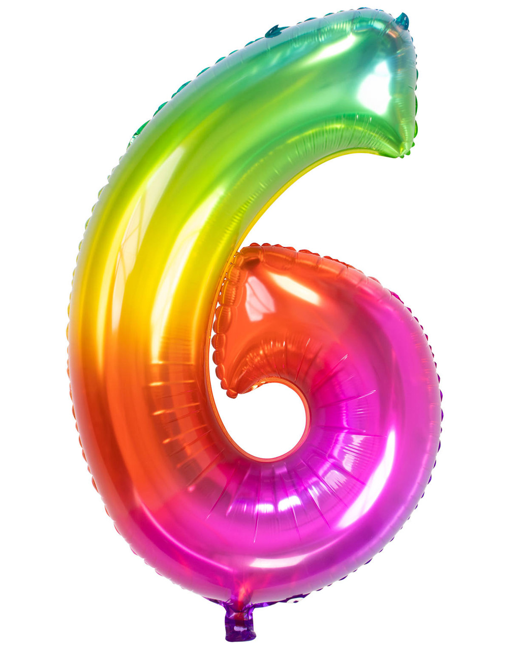 Folienballon Zahl 6 Regenbogen Heliumballon