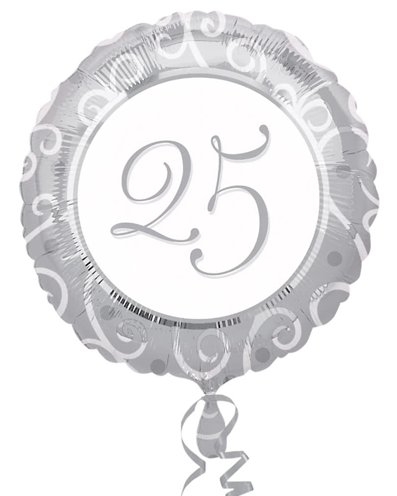 Folienballon 25.Geburtstag silber   Heliumballon