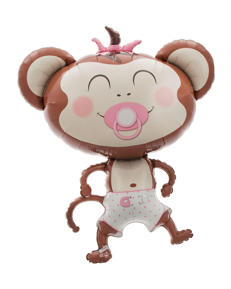 Folienballon Baby Girl Äffchen Geburtstagsballon für Mädchen