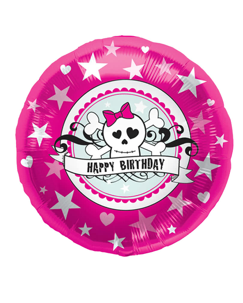 Folienballon Happy Birthday Skully Pink Geburtstagsballon mit