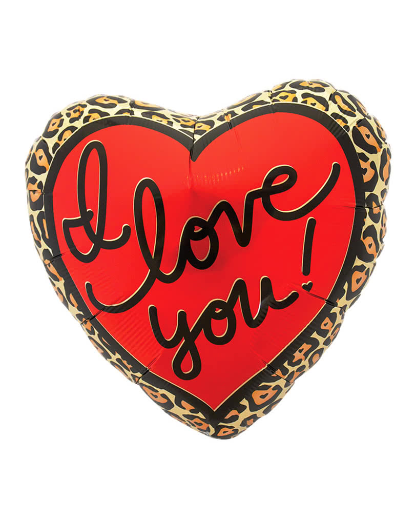 Folienballon Herzform mit Leopardenmuster Roter Heliumballon als