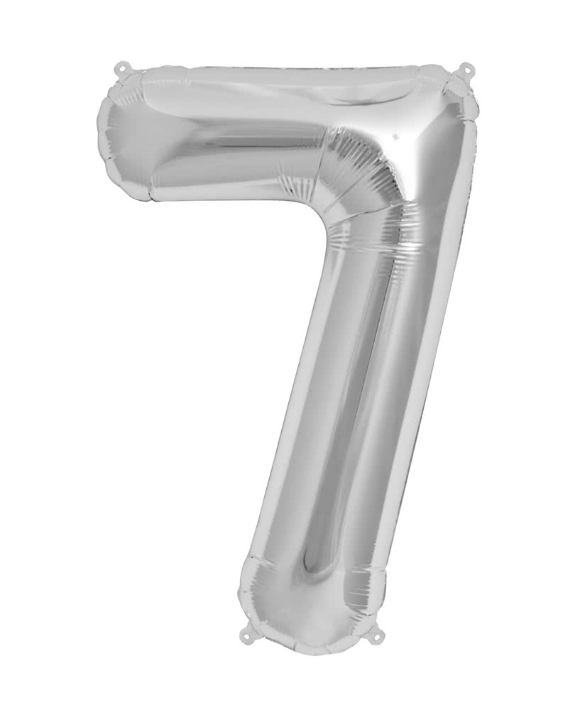Folienballon Zahl 7 Silber Riesenzahlen Ballon
