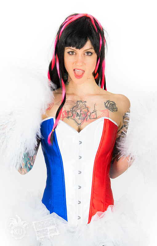 WM Corsage Frankreich Das Fan Korsett in Trikolore zur WM XS