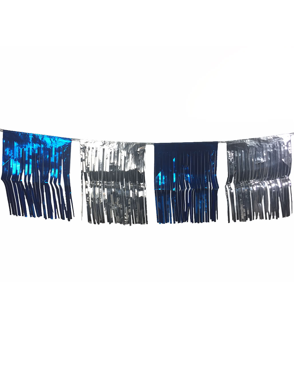 Fransen-Girlande silber/blau Partydeko