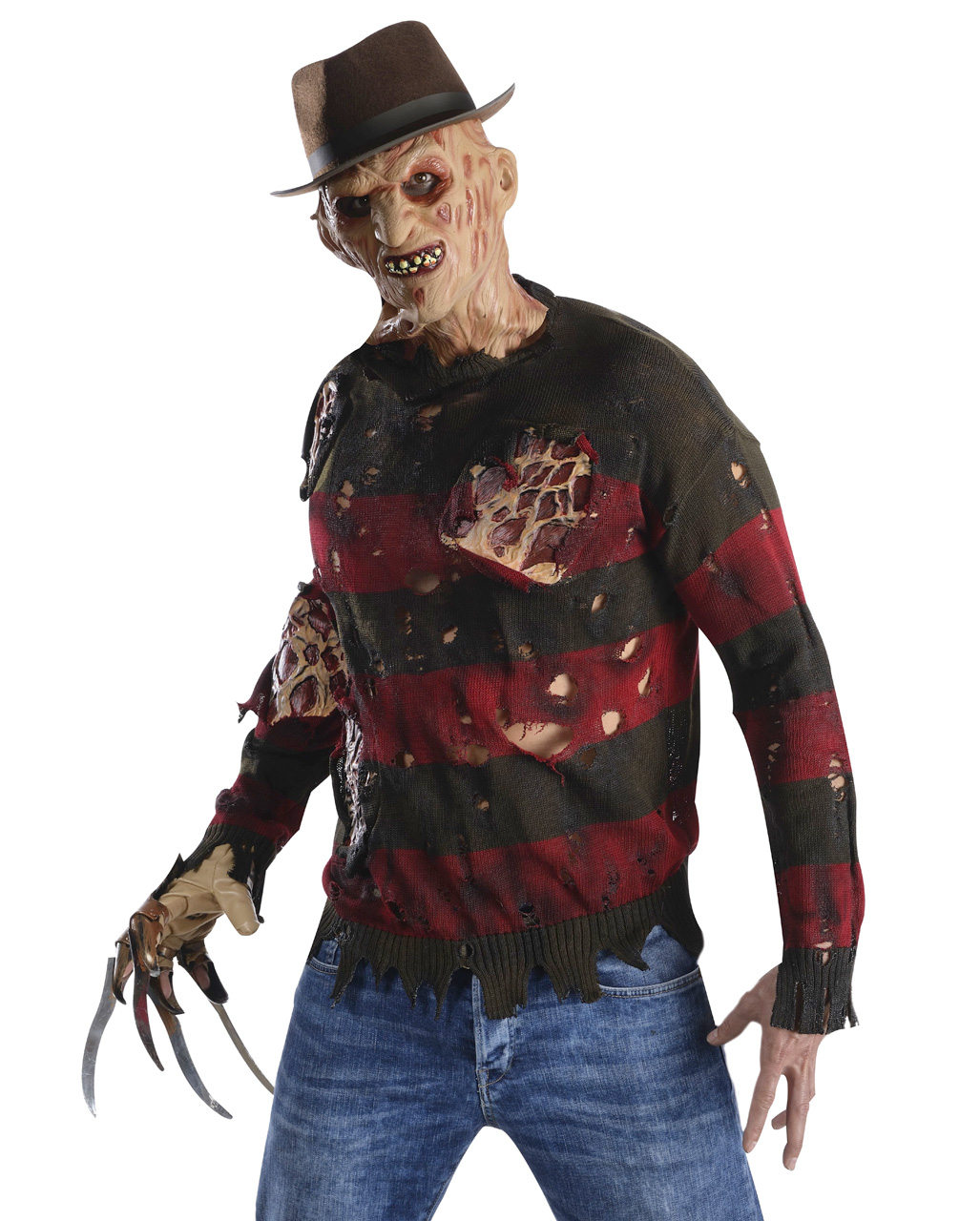 Freddy Krueger Pullover mit Brandnarben Halloween Kostüm kaufen XS