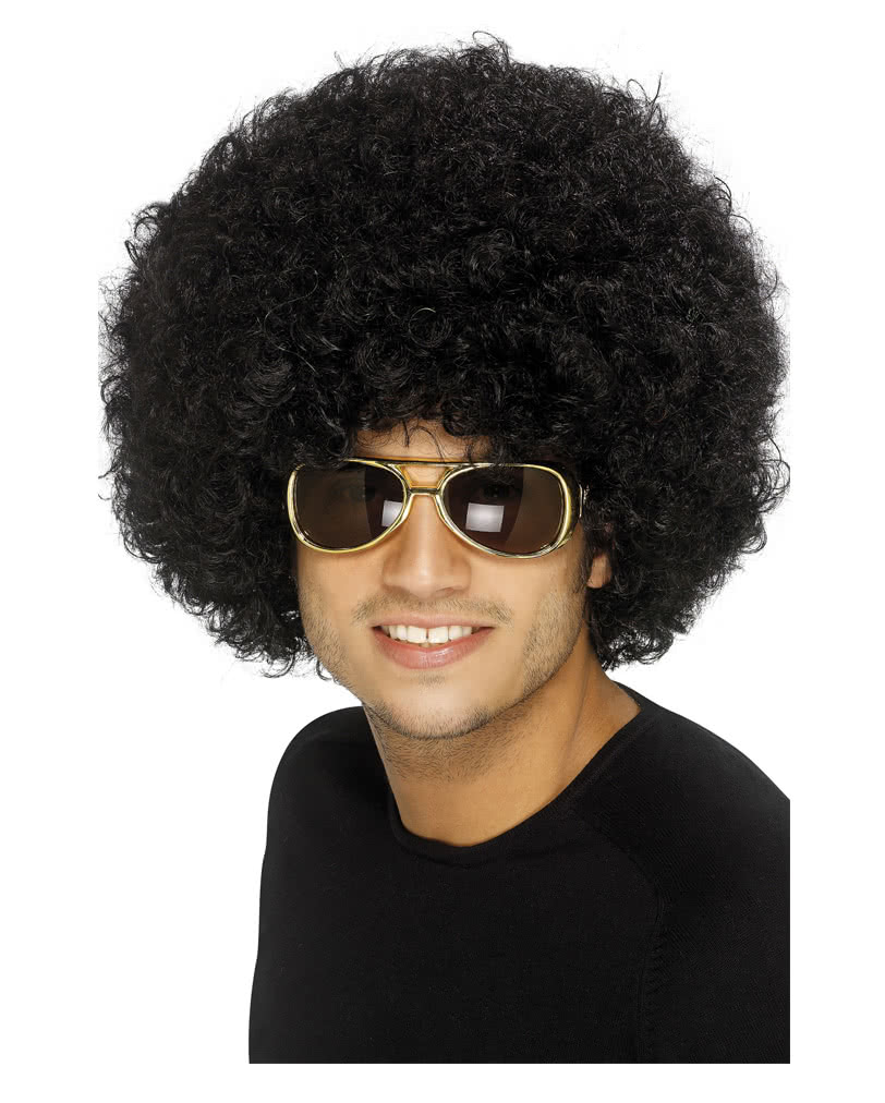 Funky Afro Perücke schwarz   Schwarze Hippie Perücke