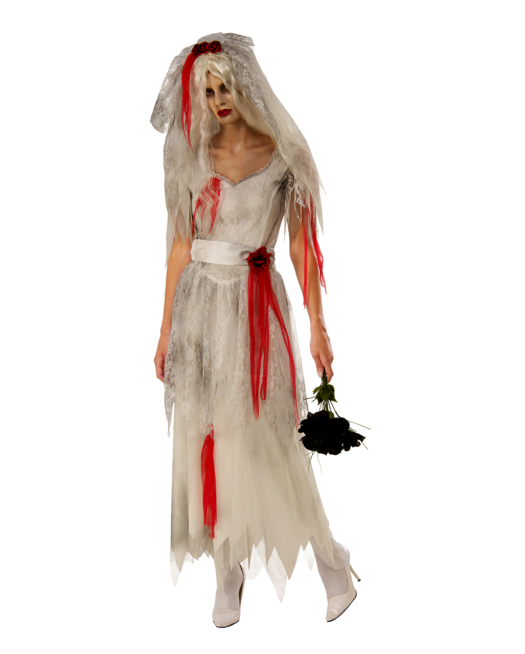 Geister Braut Kostüm mit Schleier für Damen kaufen! M