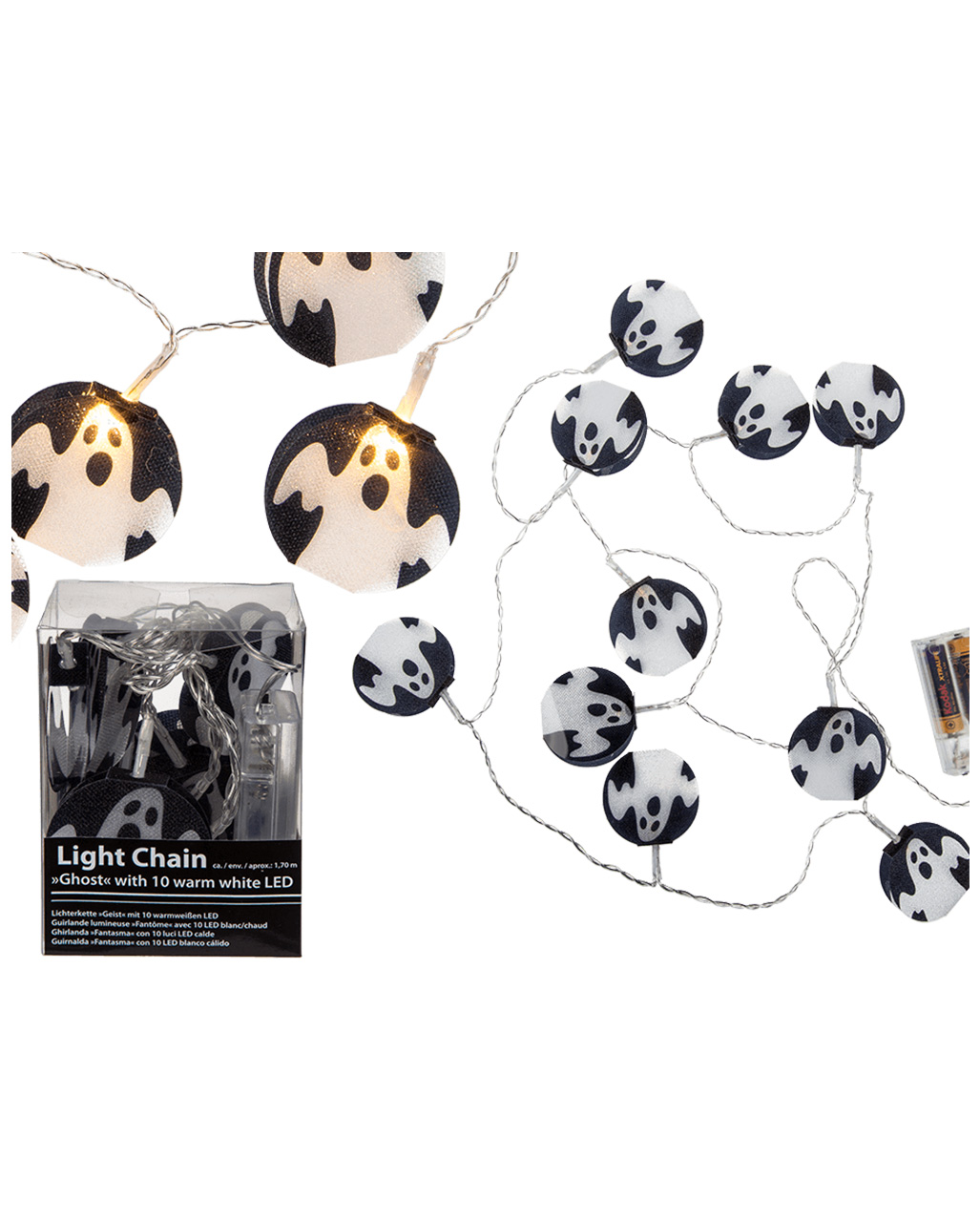 Geister Lichterkette mit 10 LED 1,7m Halloweendeko