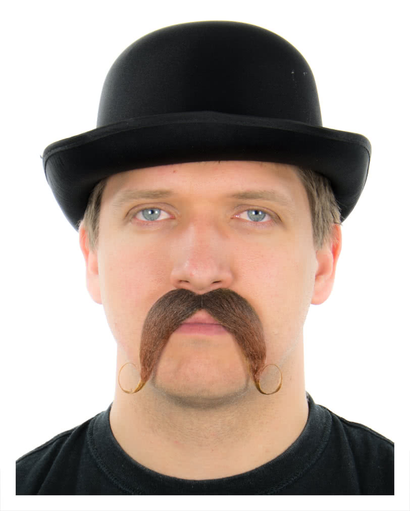 Gekräuselter Handelbar Schnauzbart braun für deine historische