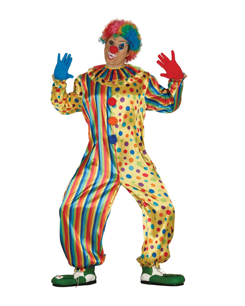 Gelber Clown Jumpsuit mit Punkten   Kunterbuntes Clownskostüm