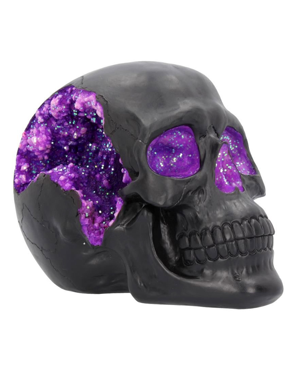 Geode Totenkopf mit Violettem Gothic Glitzer ᐅ