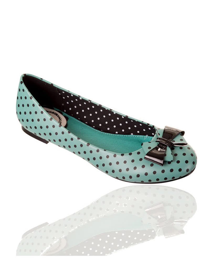 Gepunktete Ballerinas mit Schleife mint/schwarz Damenschuhe 37