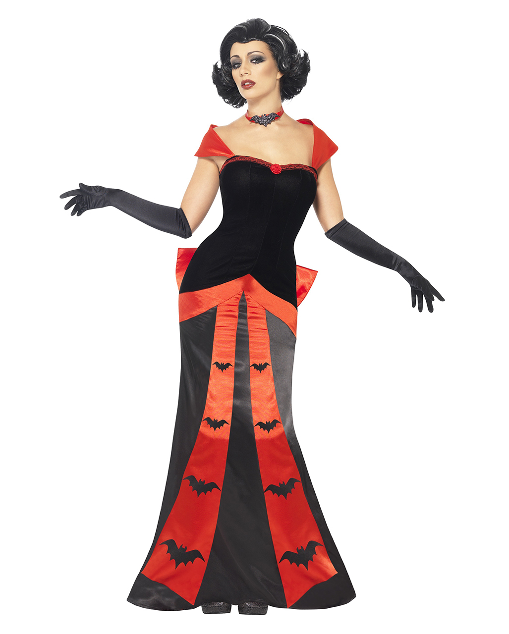 Glamour Vampiress Kostüm Vampirin Kostüm wie ein langes Abendkleid S