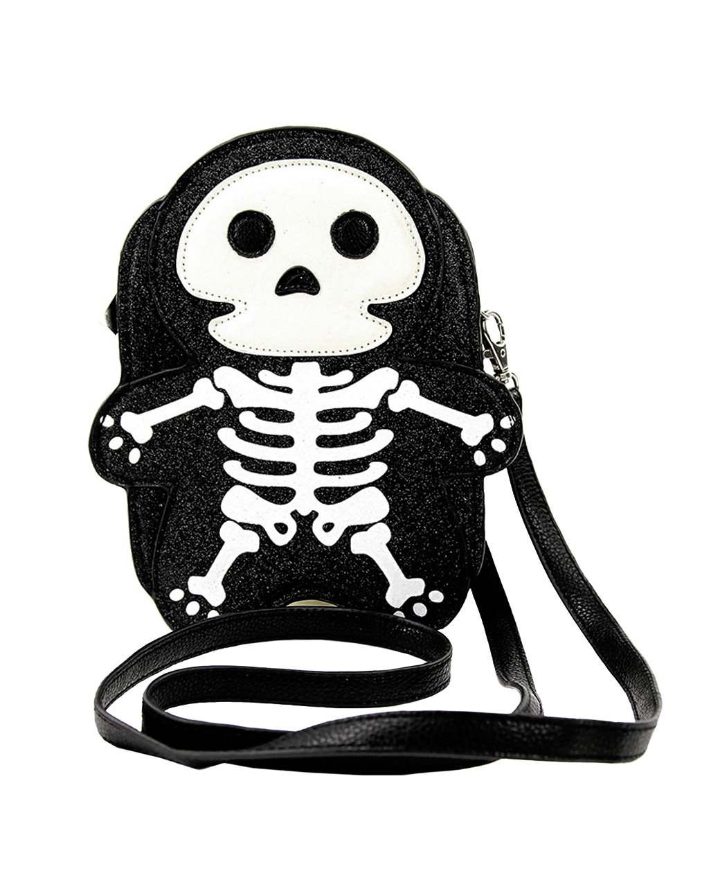 Glitzer Skelett Handtasche Vinyl für Halloween