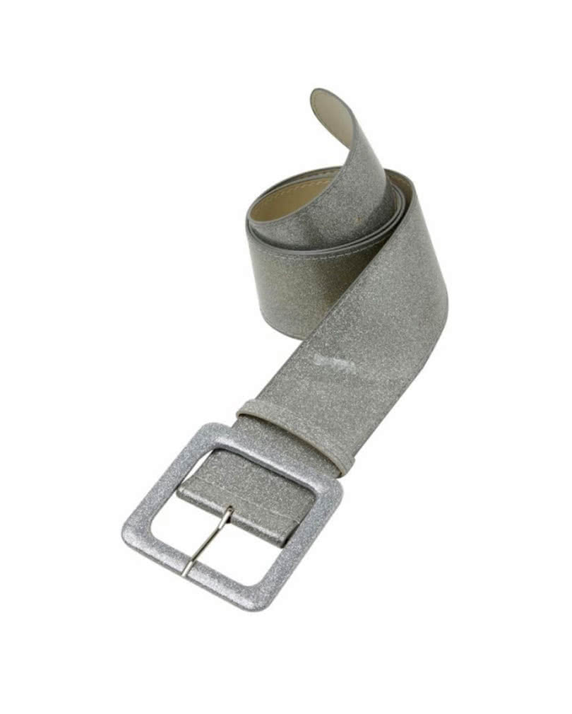 Glitzergürtel mit Silber Glitter  Disco Gürtel als Kostümzubehör