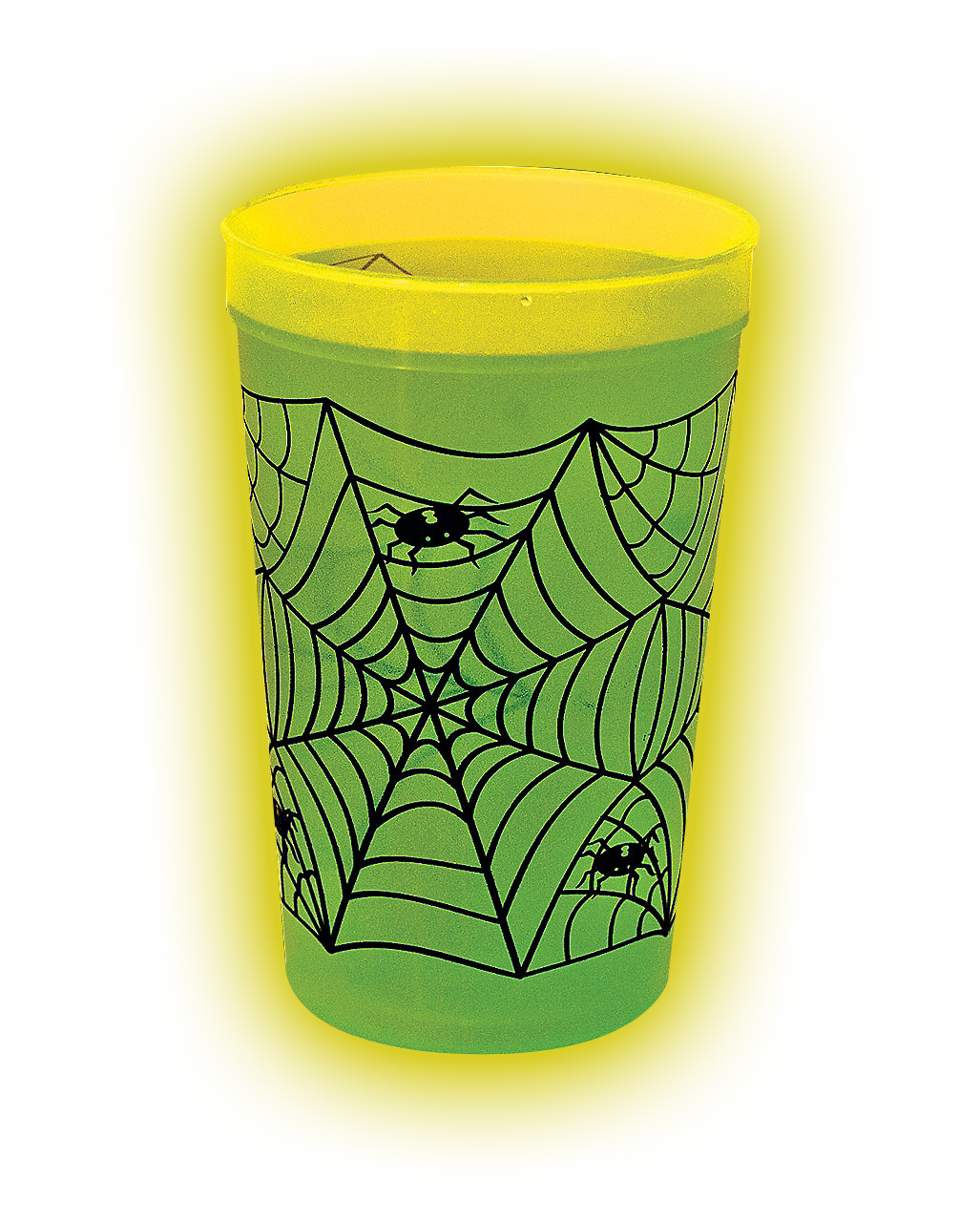Glow in the Dark Spider Web Becher 1L Partydeko