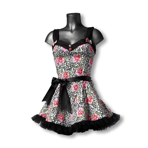 Minikleid mit Liliendruck Gr.L -Rockabilly Kleid-Petticoat Kleid-