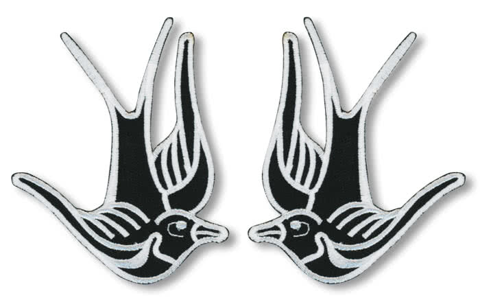 Schwalben Aufnäher 2er Set   Stoff Badges