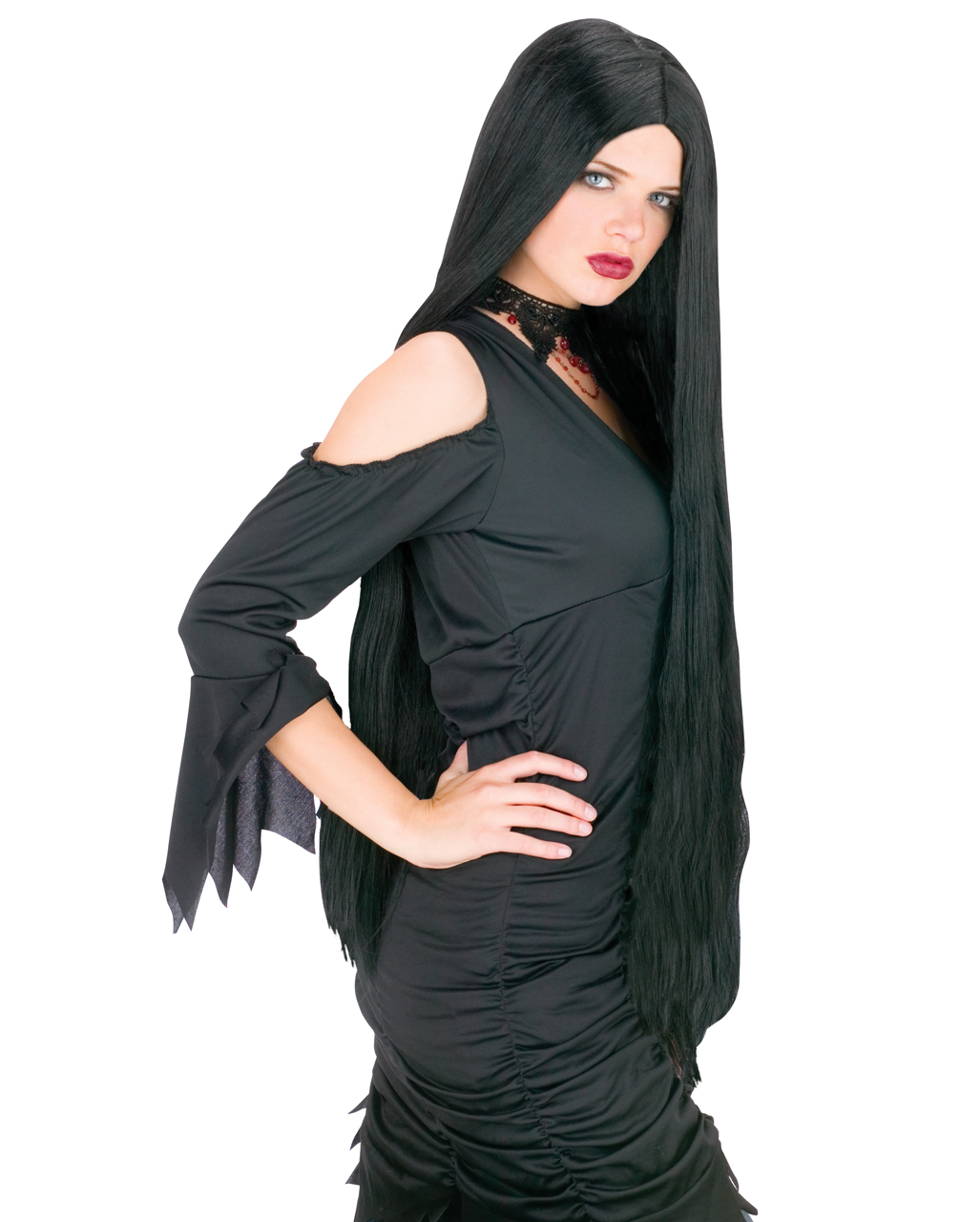 Godiva Langhaar Perücke Schwarz für Halloween