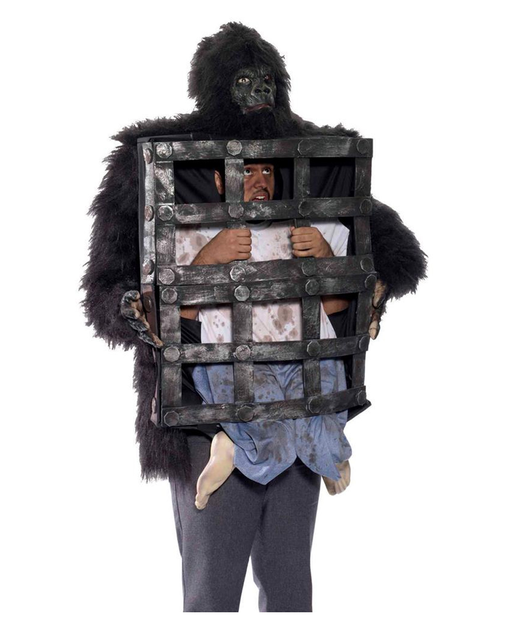 Gorilla Kostüm mit Käfig für Fasching