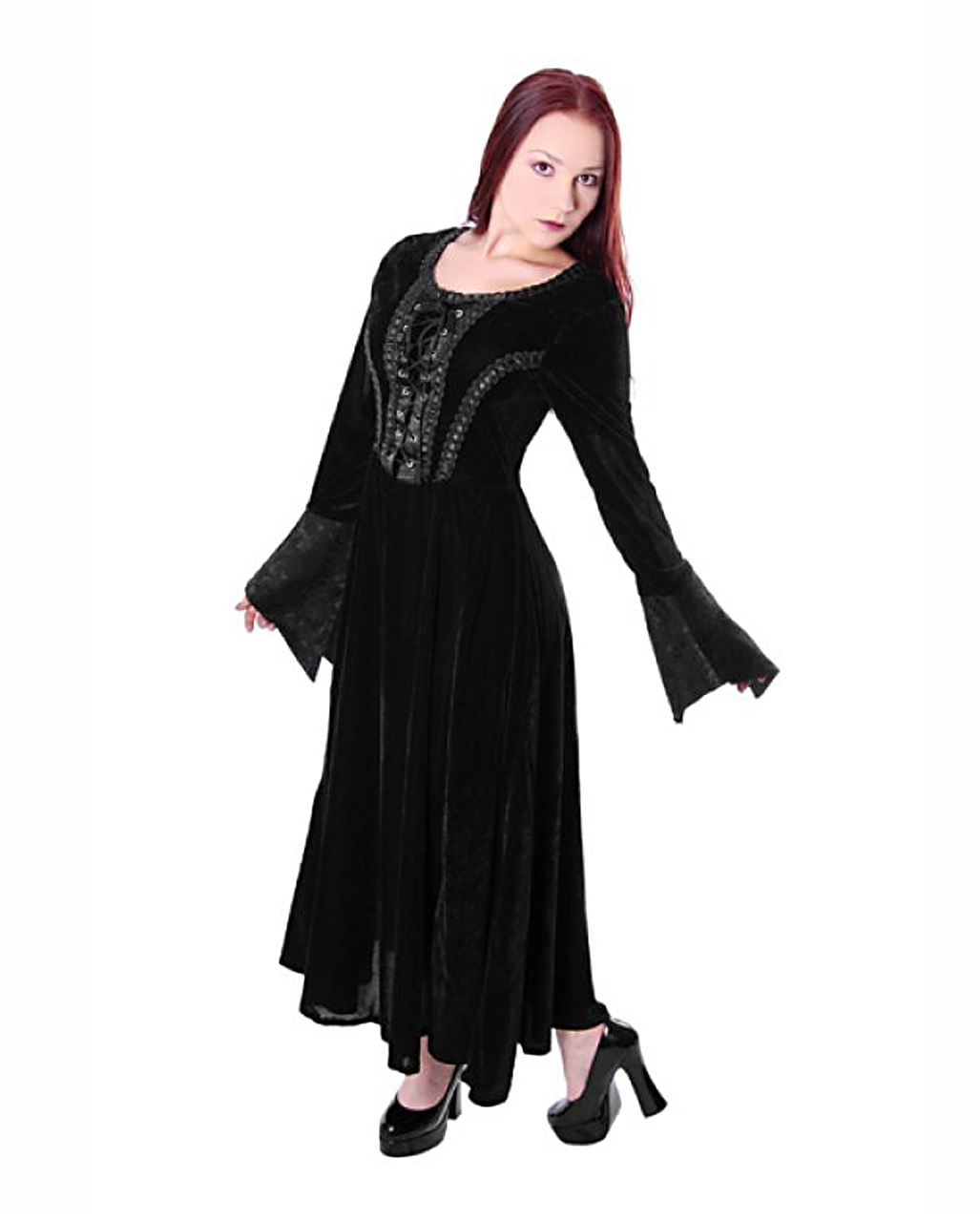 Gothic Mittelalter Kleid Samt Schwarz kaufen S