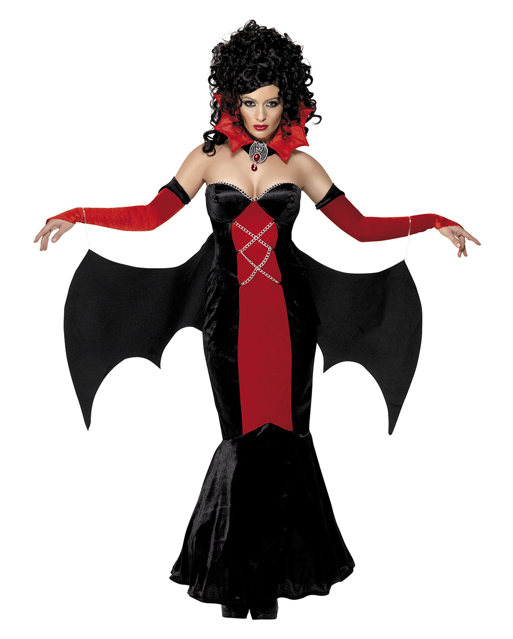 Gothic Vampiress Kostüm Vampirin Kostüm mit Fledermaus-Flügeln M