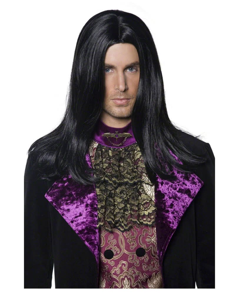 Gothic Dracula Perücke   Vampir Herren Perücke Schwarz
