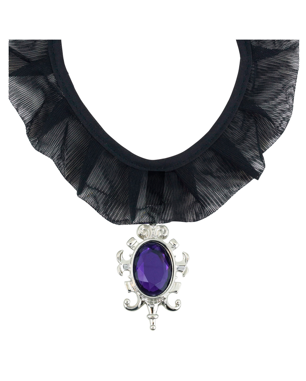 Gothic Halsband mit lila Schmuckstein Kostümscmuck kaufen