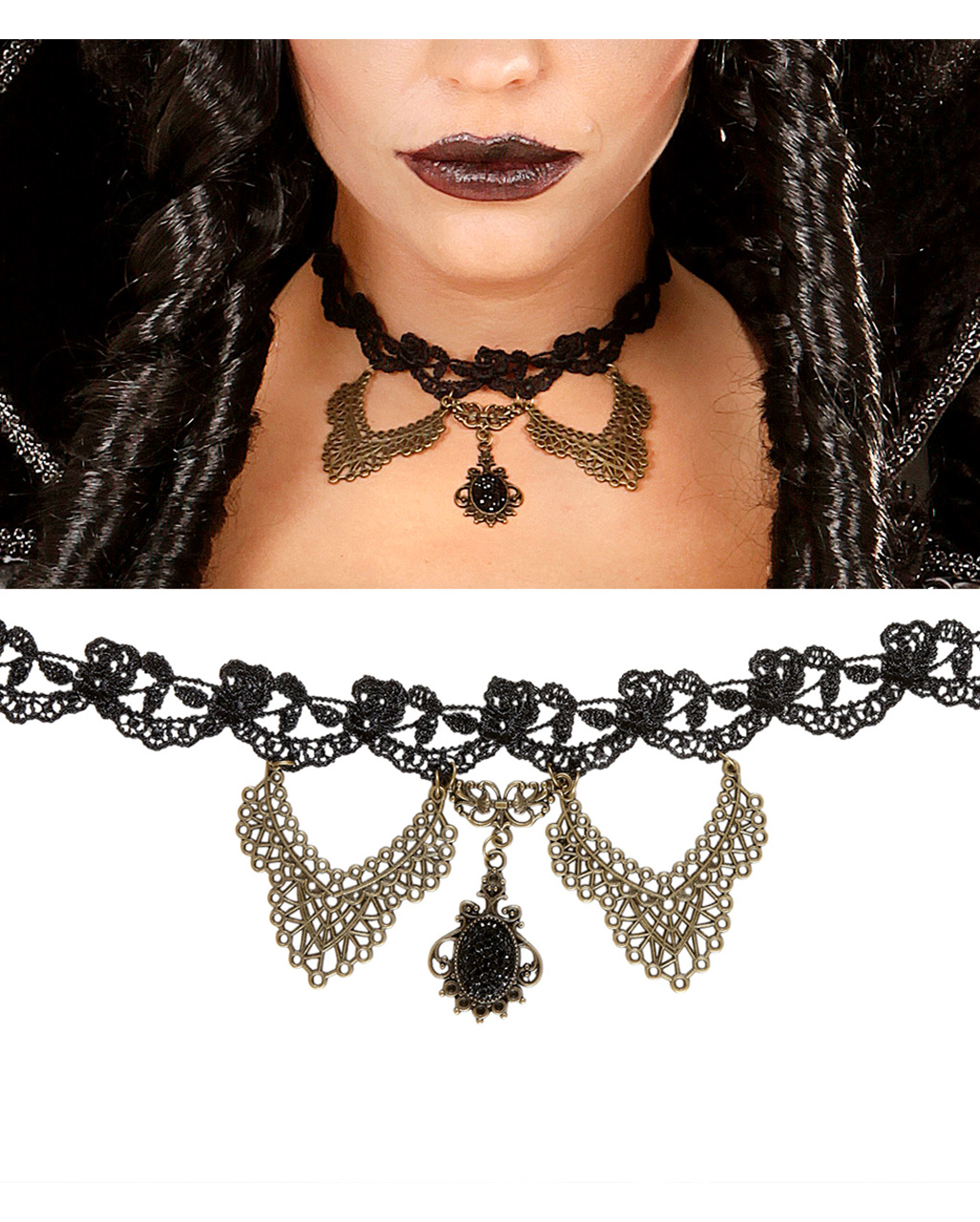Gothic Halsband mit Schmuckstein   Gothic Schmuck online kaufen