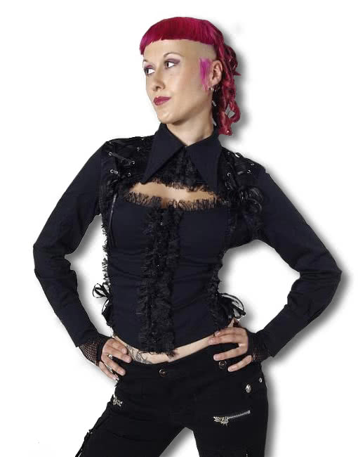 Schwarze Rüschenjacke -Sommerjacke-Gothic Jäckchen-Gothic Mode- S / 36