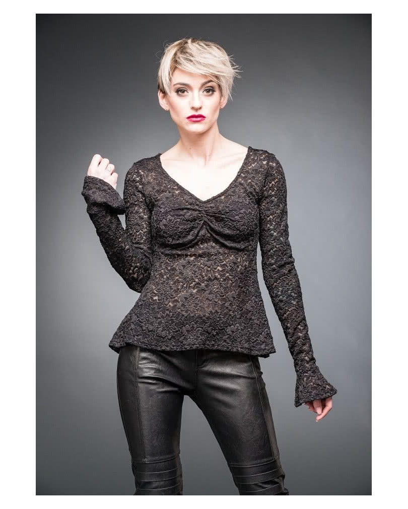 Spitzenshirt mit Raffungen  Gothic Fashion S