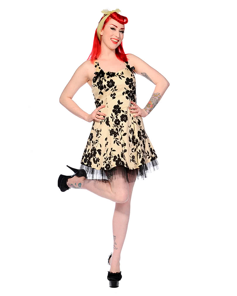 Neckholder Kleid mit Blumen 50ies Kleid Petticoat Kleid M