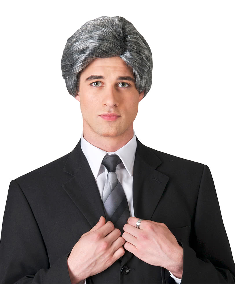 Graue Herrenperücke mit Scheitel Theaterperücke für Männer