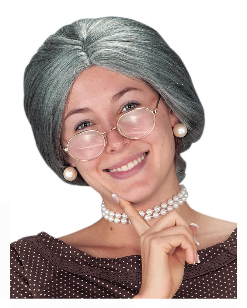 Oma Perücke mit Knoten   Omi Perücke  Großmutter Perücke