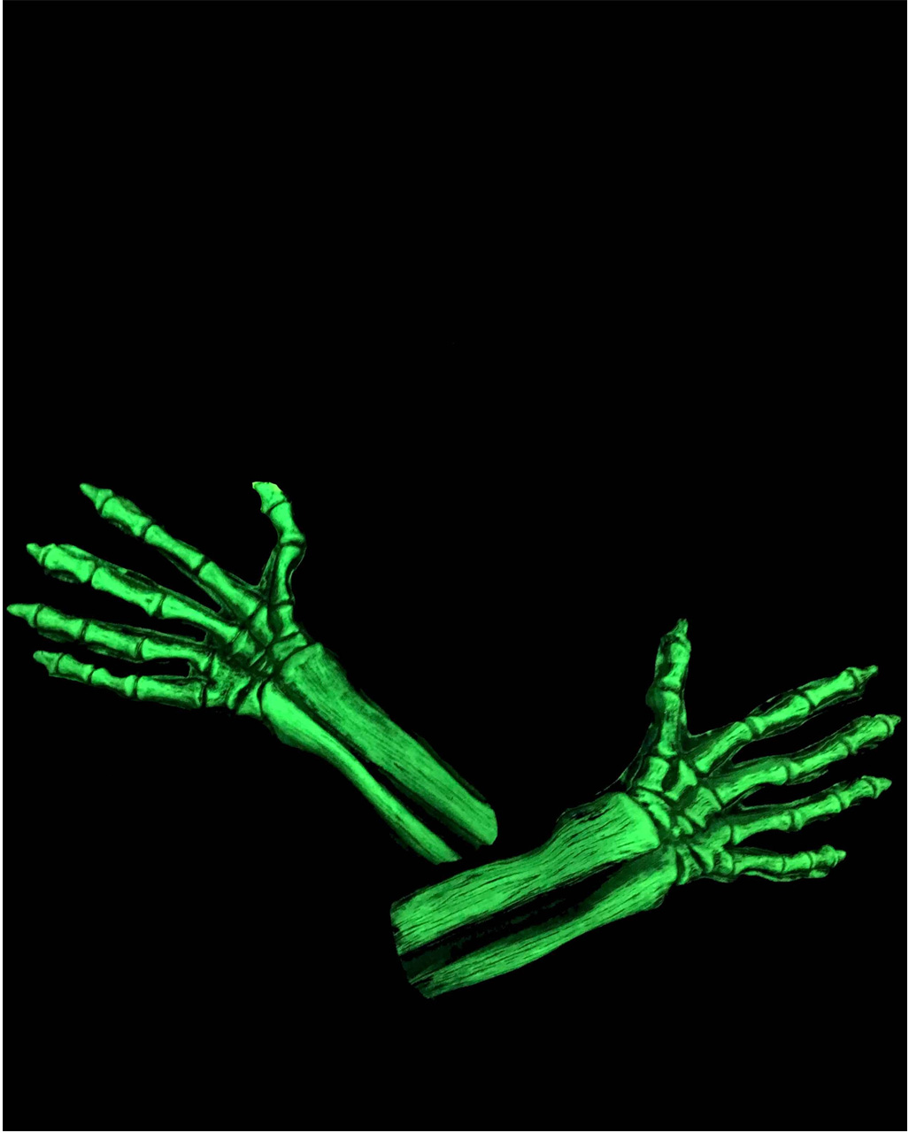 Grüne Skelett Handschuhe UV Aktiv für Halloween