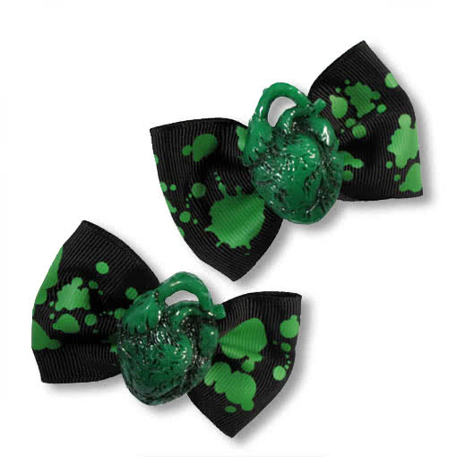 Horror Haarspange grünes Herz -Haarclip-Punk Accessoires-Haarschmuck