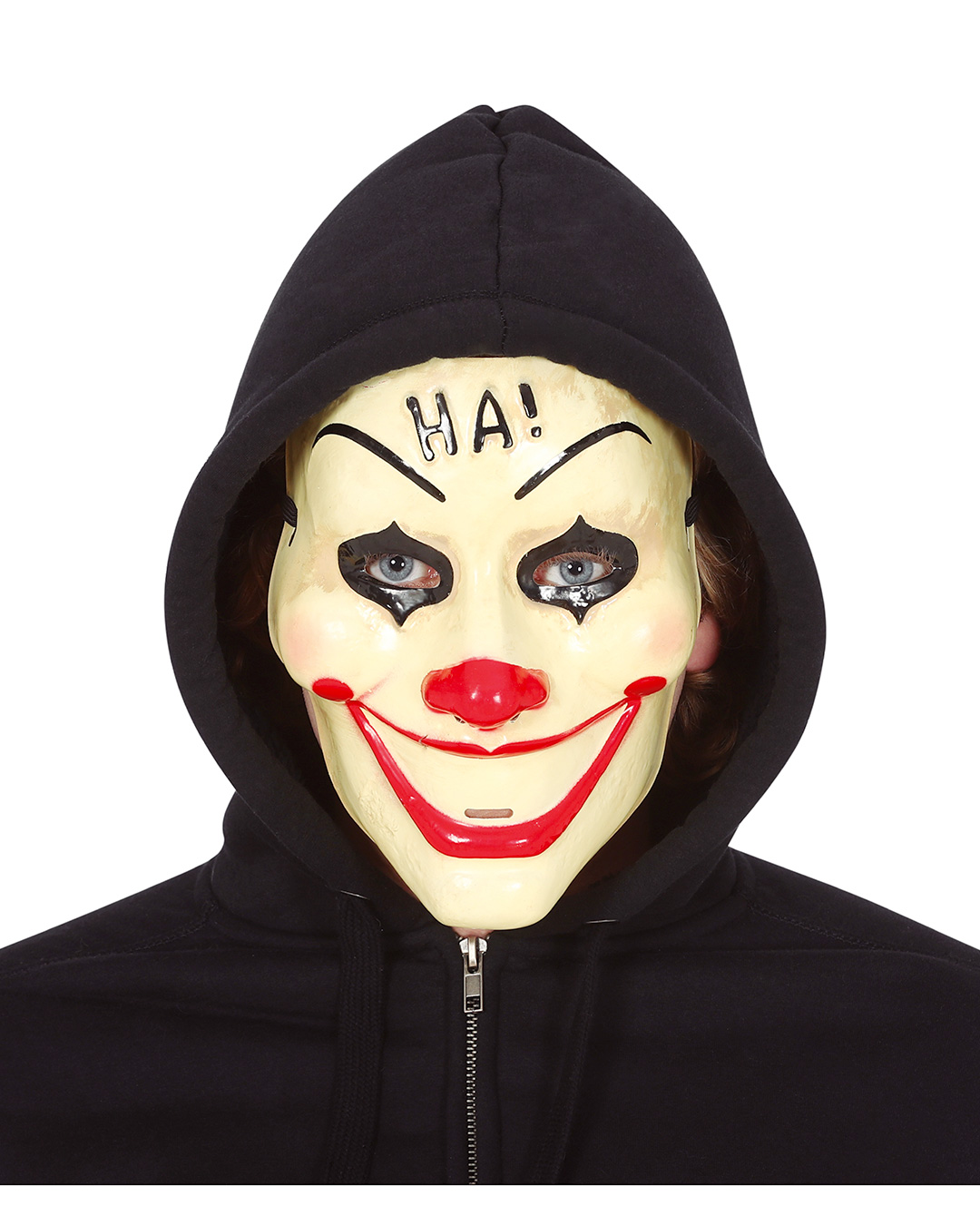 HA! Clown PVC Halbmaske für Grusel-Party