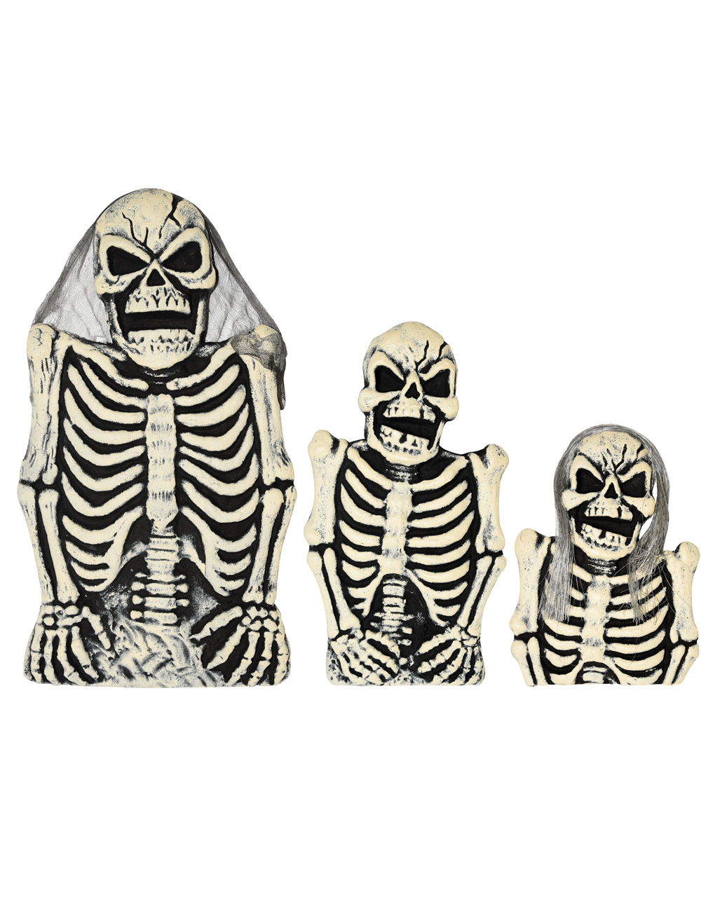 3-tlg. Skelett Grabstein Set Halloween Deko