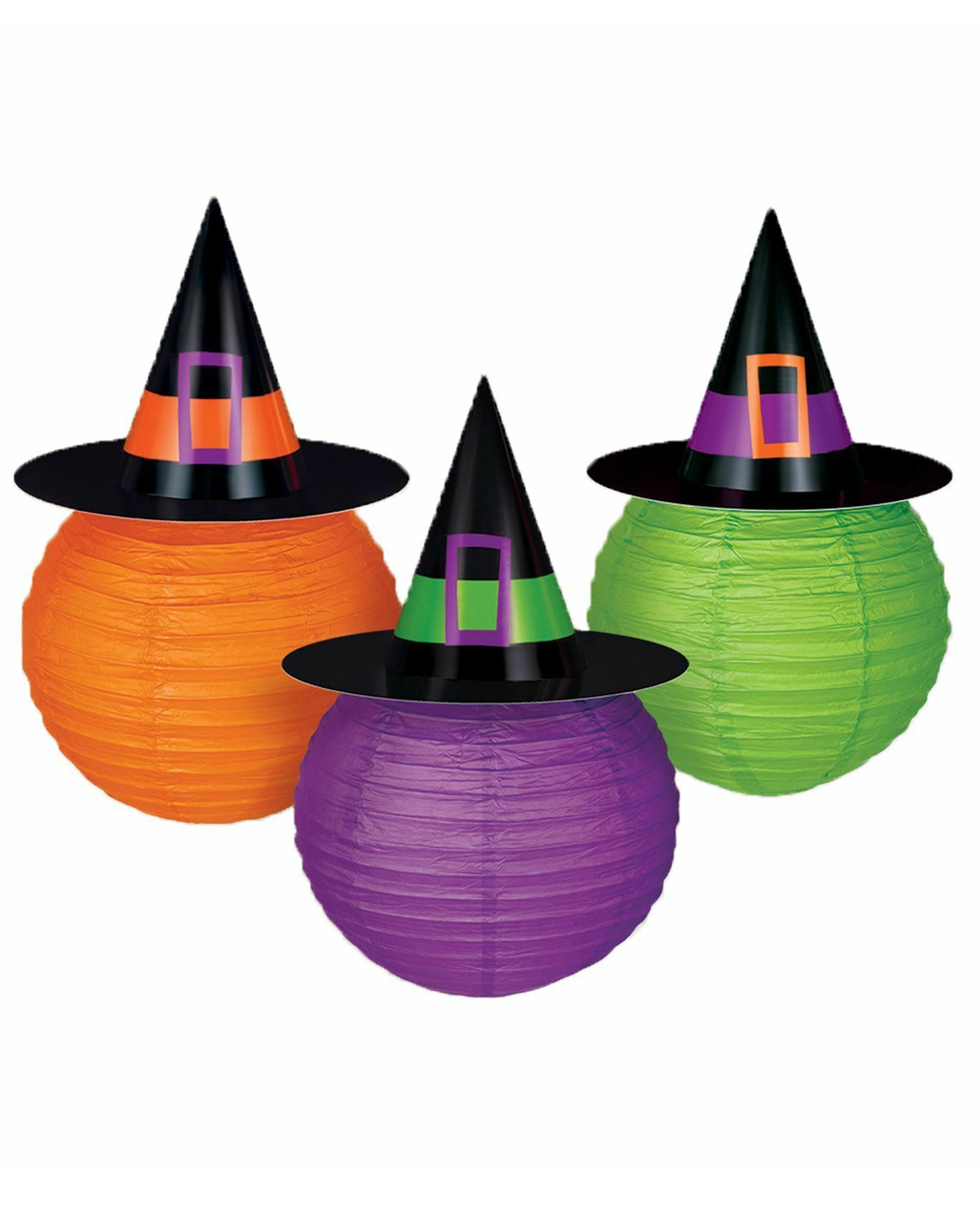 Halloween Lampions mit Hexenhut 3 St. Partydeko