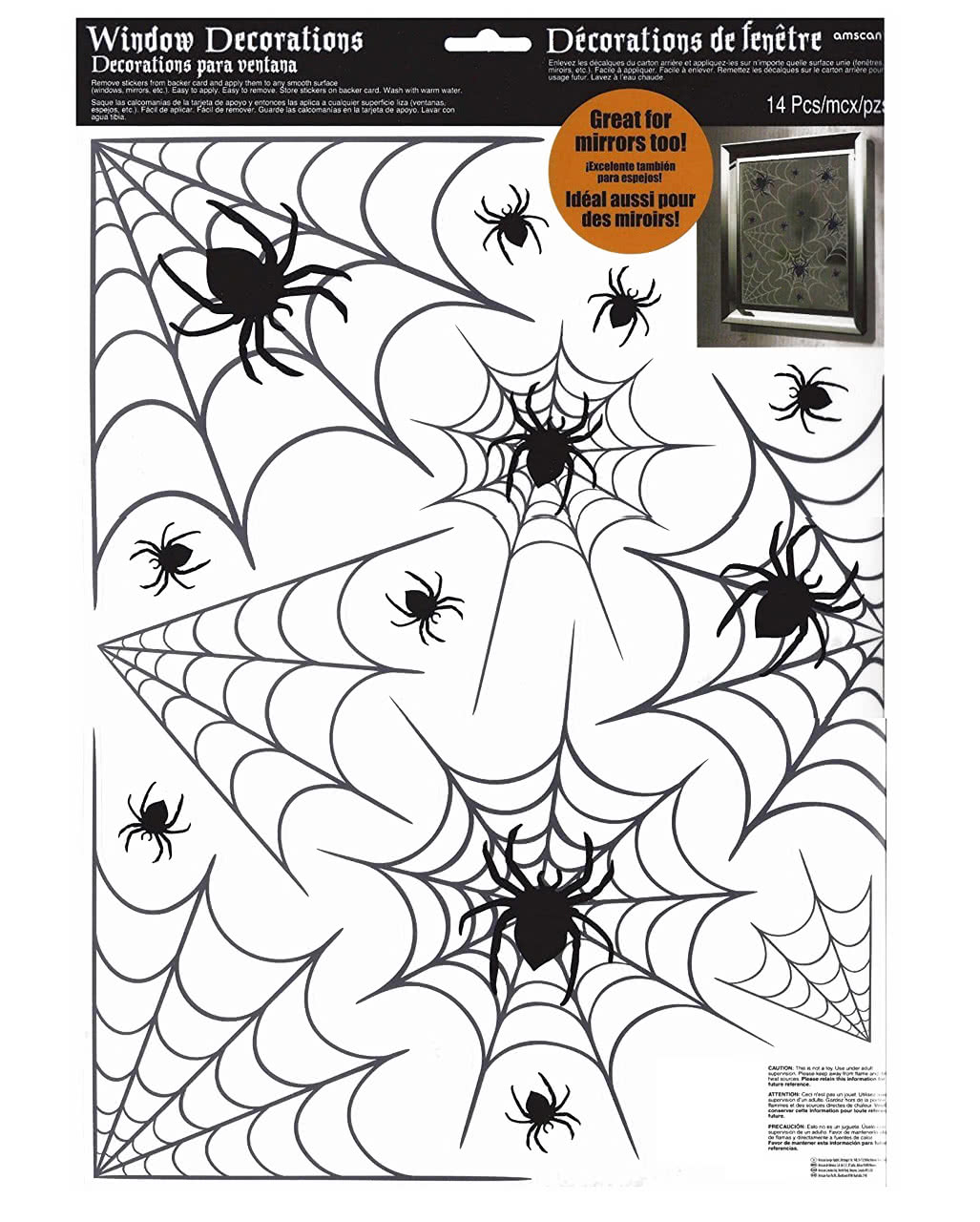Halloween Spinnennetz Fenstersticker als Party Deko