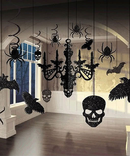 Halloween Glitter Hängedeko Grusel Dekoration mit Glitzer