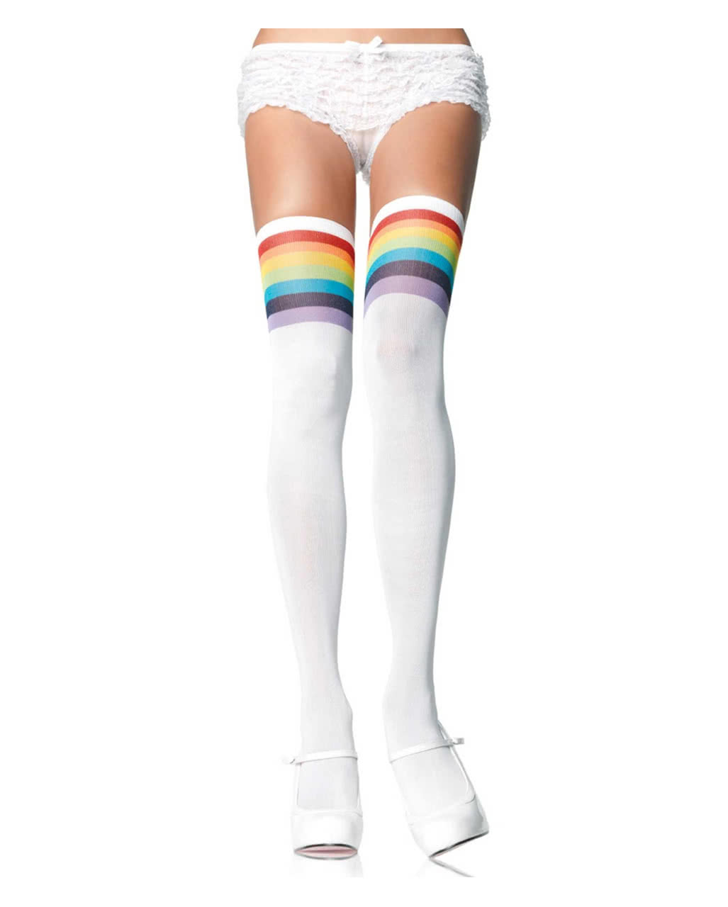 Weiße Overknees mit Rainbow ❤ CSD Strümpfe