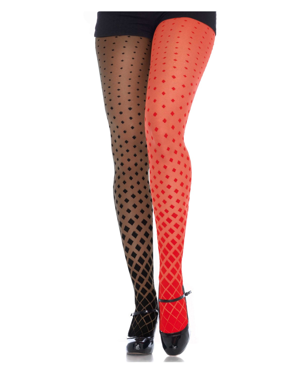 Harlekin Strumpfhose rot-schwarz bestellen