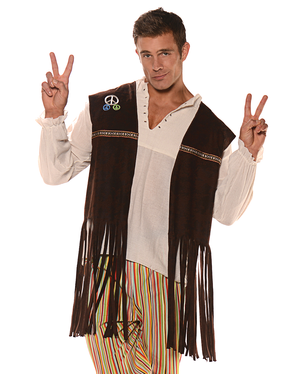 Hippie Fransen Weste für Fasching & Motto Party One Size