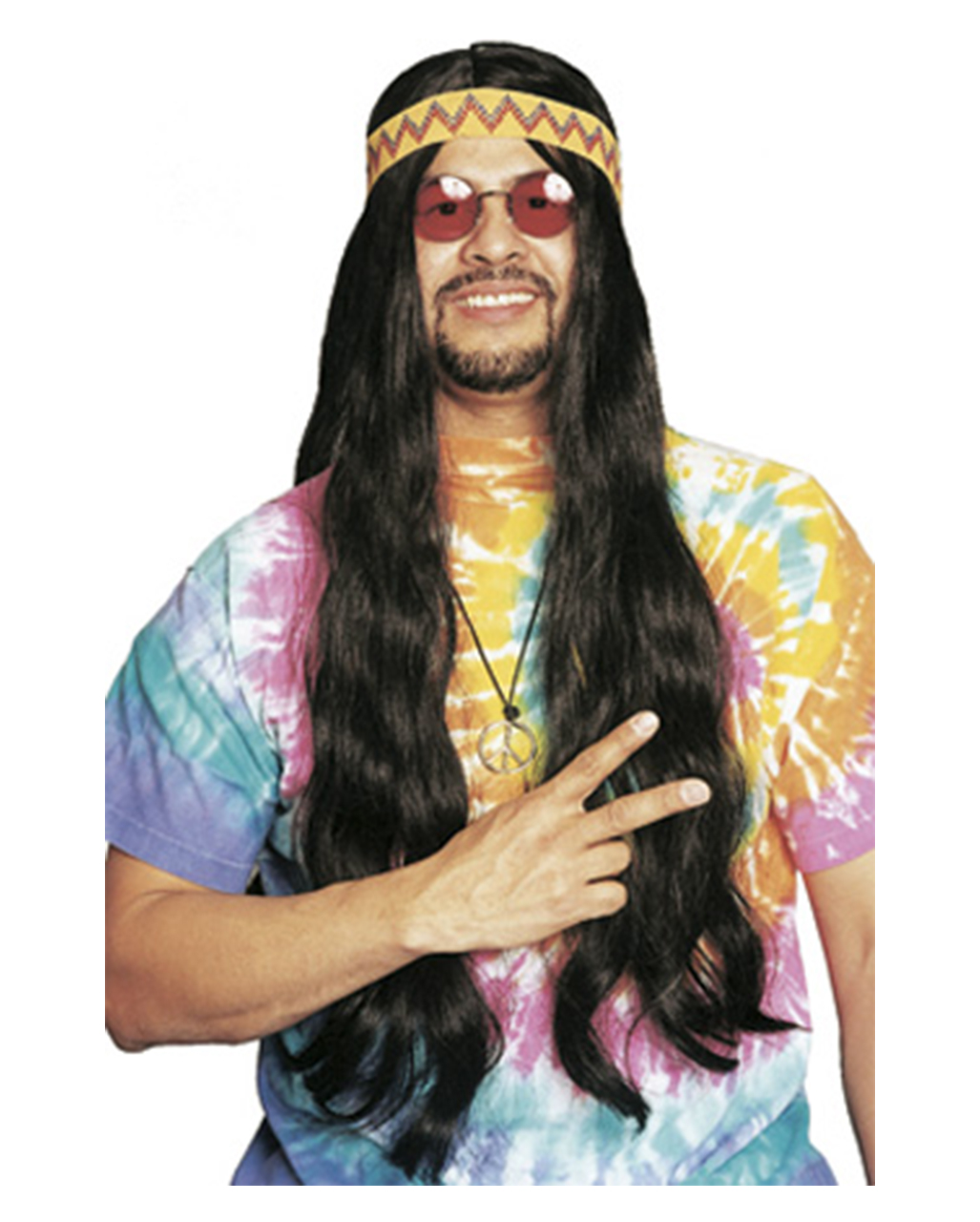 Hippie Perücke mit Haarband schwarz HIER kaufen ➔