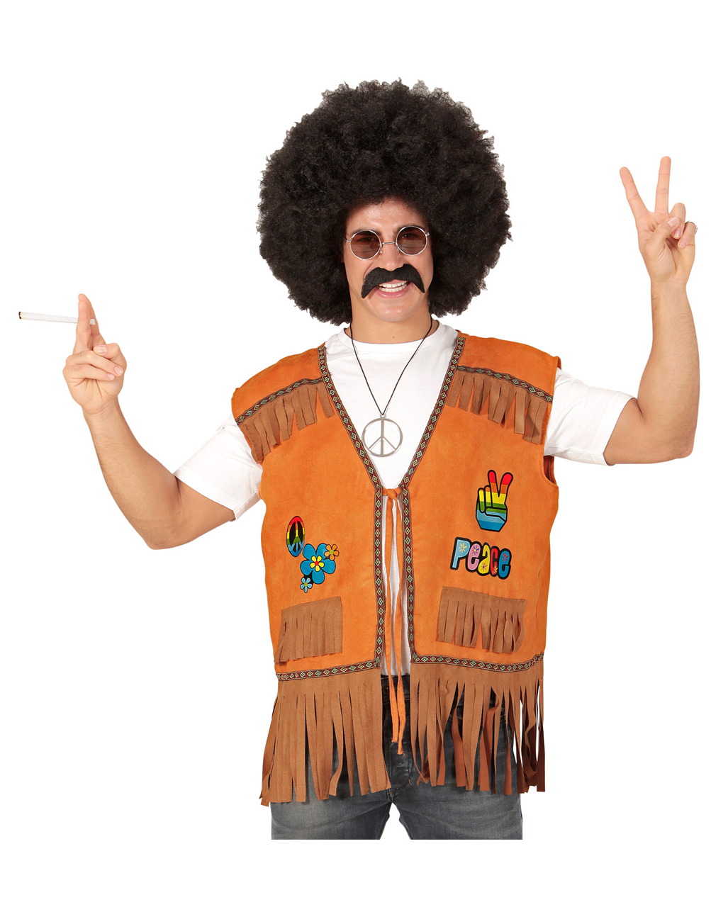Hippie Weste mit Fransen als Kostümzubehör XL