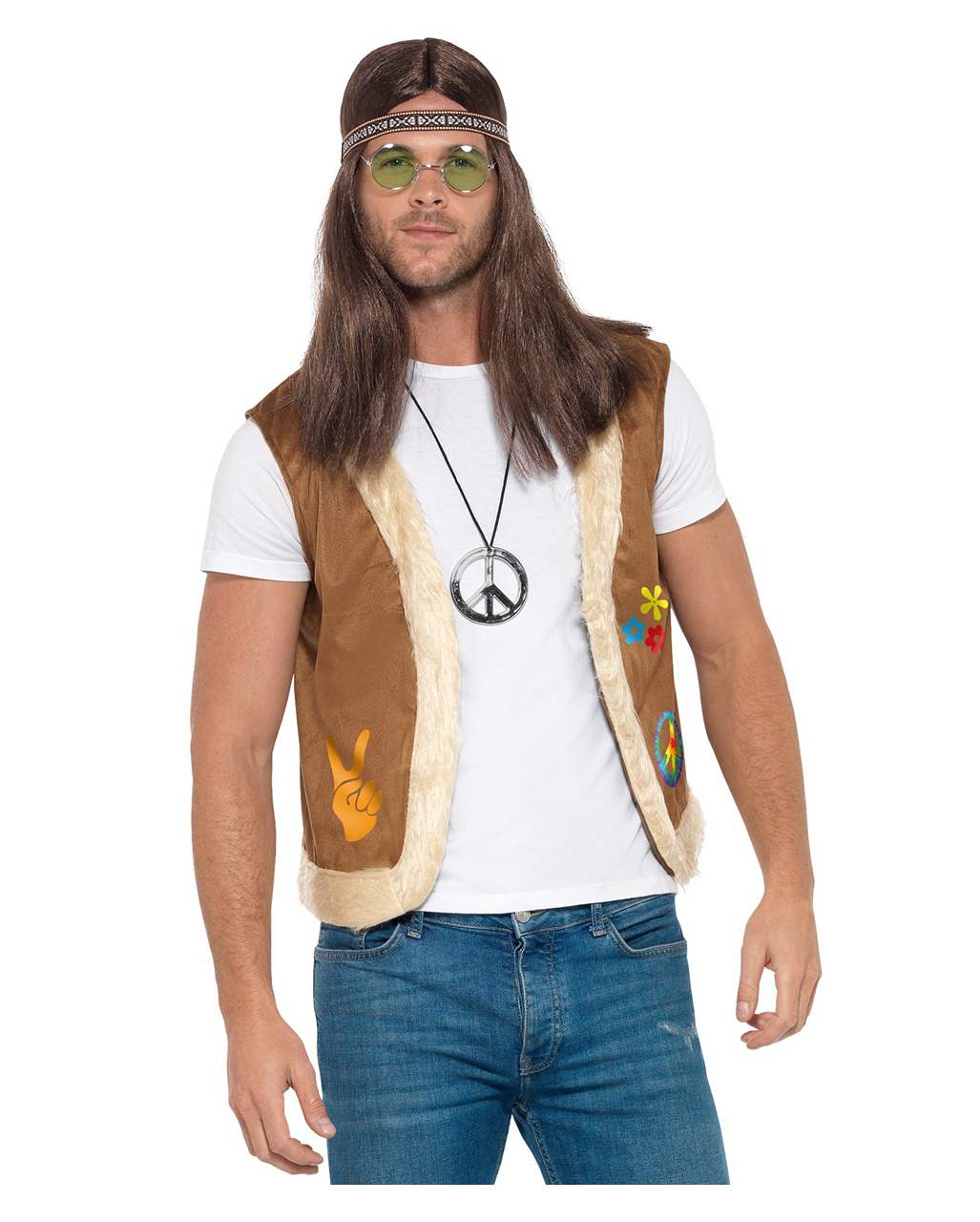 Hippie Weste mit Kunstfell und Print kaufen ✿ L/XL
